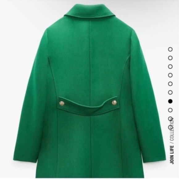 NWT ZARA Green Coat Jacket BUTTONED TAILORED GREEN Size XS - Picture 4 of 15